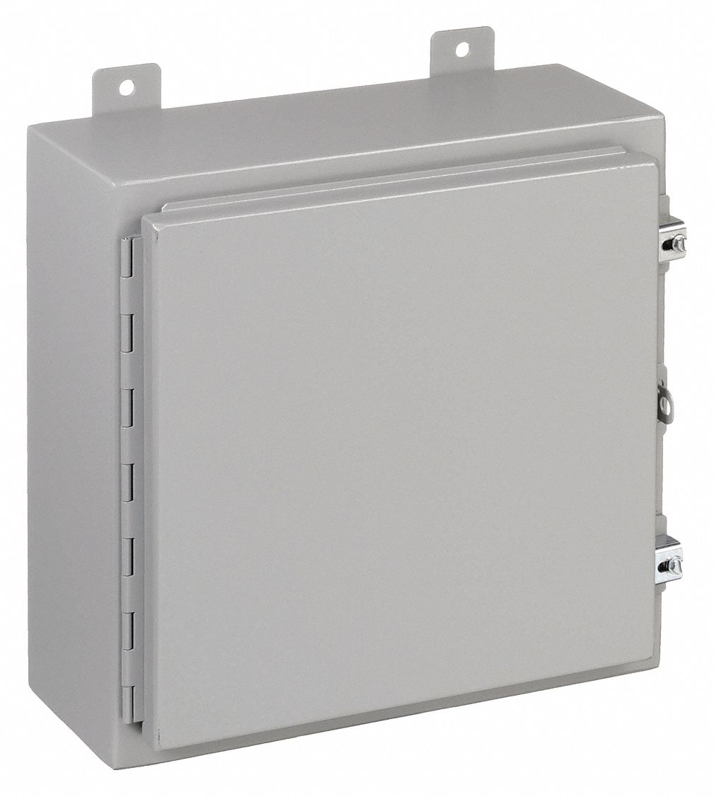Enclosure: Steel, 16 in x 16 in x 6 in, NEMA 12/13, Solid Cover, Hinged