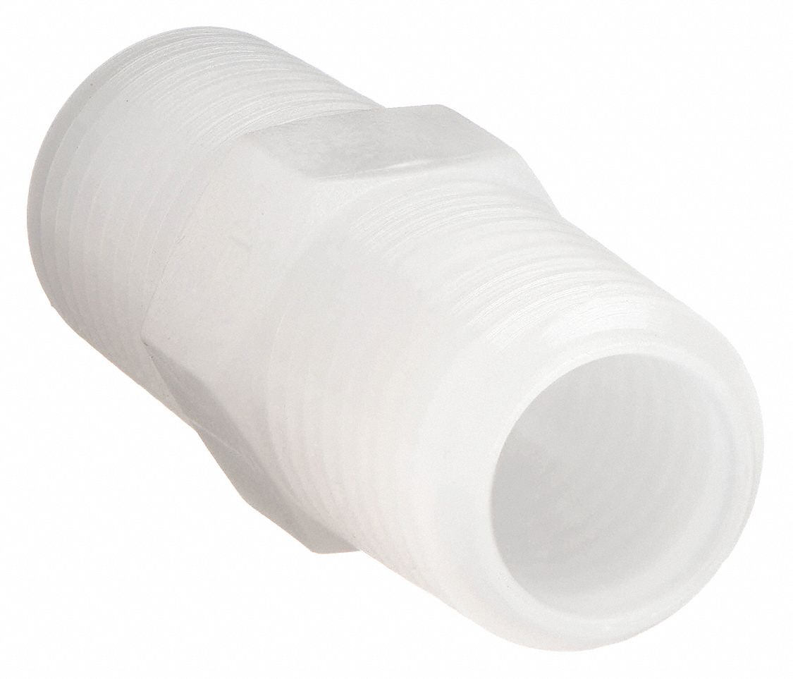 Nipple, Threaded Hex, Poly, 1/4 In NPT, PK10