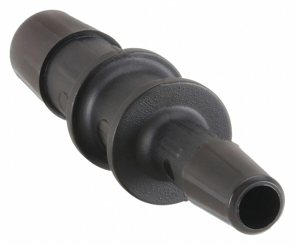 Barbed Fitting Coupling: 1/2 in ID x 1/4 in ID Fitting Size, Barbed, Nylon, 10 PK