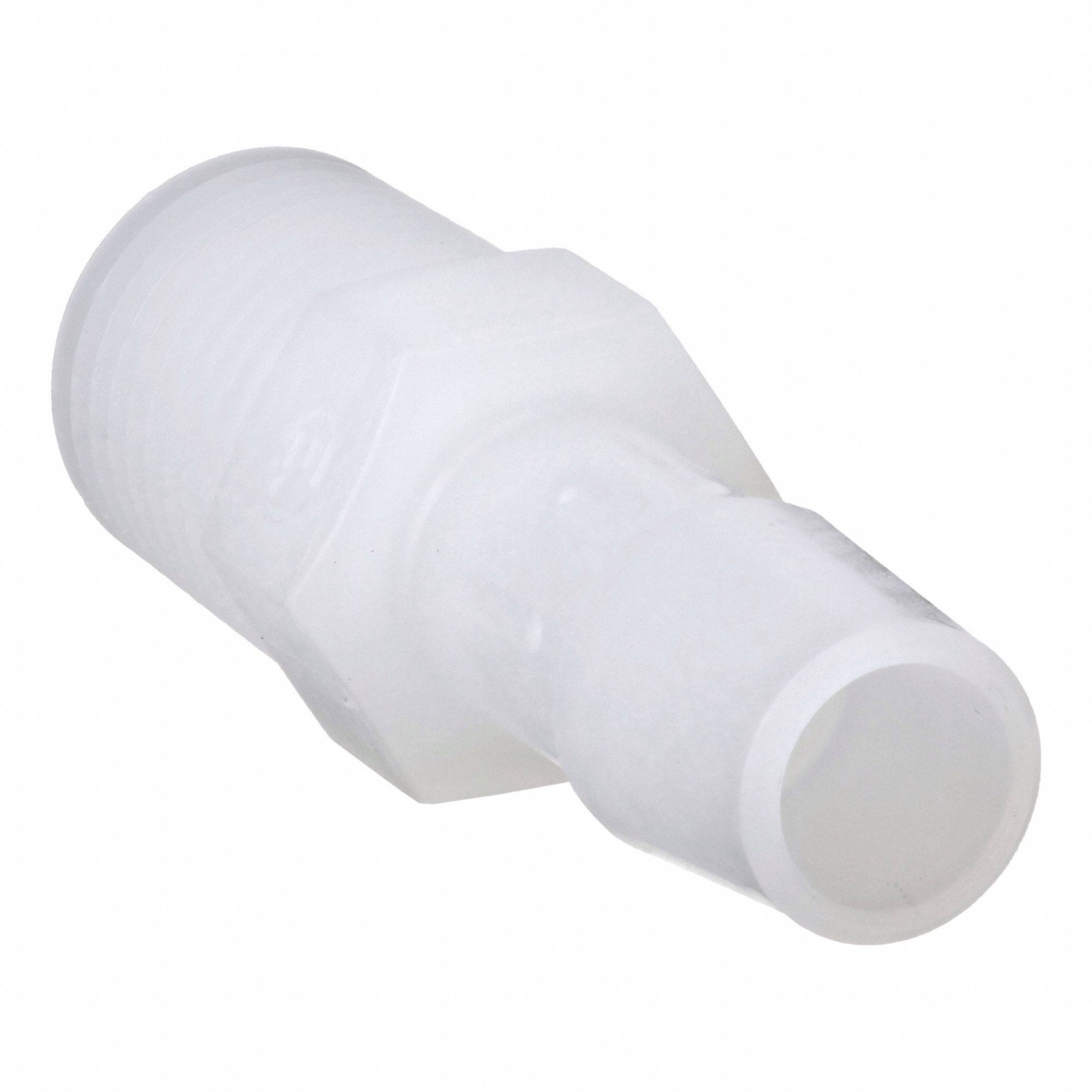 Barbed Fitting Adapter: 1/2 in ID x 1/4 in Pipe Fitting Size, Barbed/Threaded, PVDF, 5 PK