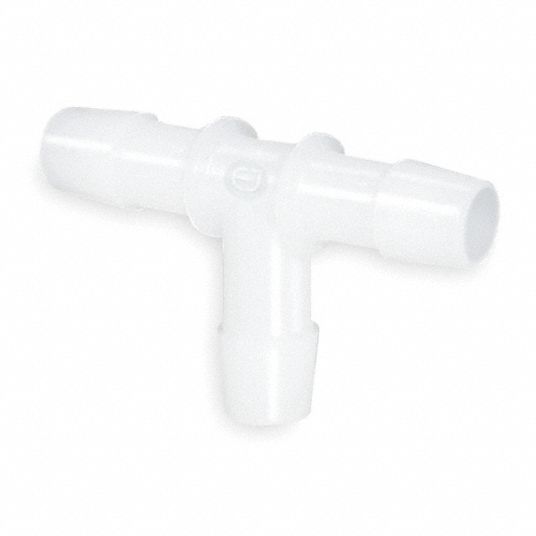 ELDON JAMES Barbed Tee, PVC, 3/8 in Barb Size, Natural 1ZJN6T06NK