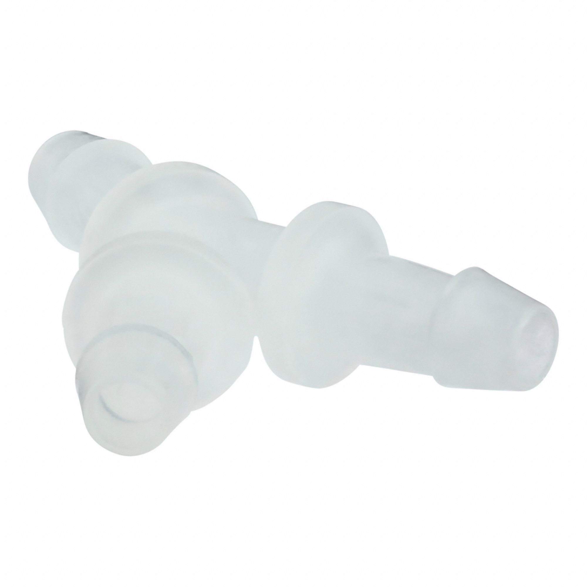 Barbed Wye: 1/8 in ID x 1/8 in ID x 1/8 in ID Fitting Size, Barbed, PVDF, 5 PK