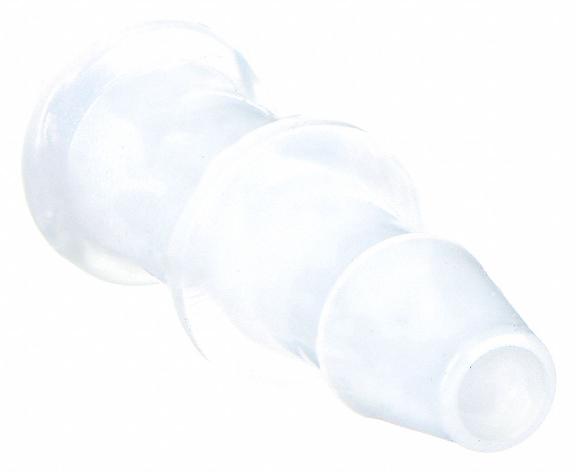 Barbed Fitting Coupling: Barbed, 1/8 in ID x 1/16 in ID Fitting Size, HDPE, 10 PK