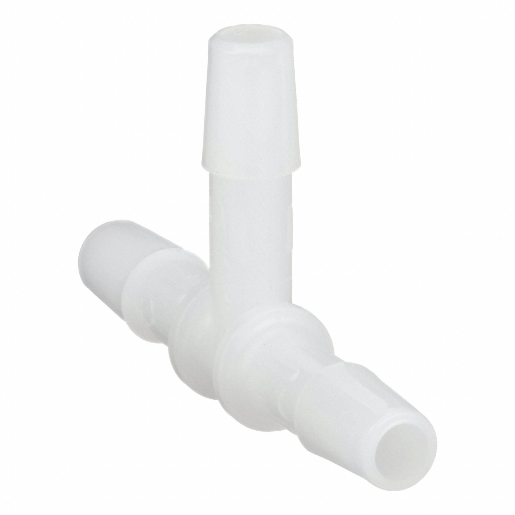 Barbed Tee: Barbed, 1/4 in ID x 1/4 in ID x 1/4 in ID Fitting Size, HDPE, 10 PK