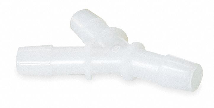 Barbed Wye: Barbed, 1/2 in ID x 1/2 in ID x 1/2 in ID Fitting Size, HDPE, 10 PK
