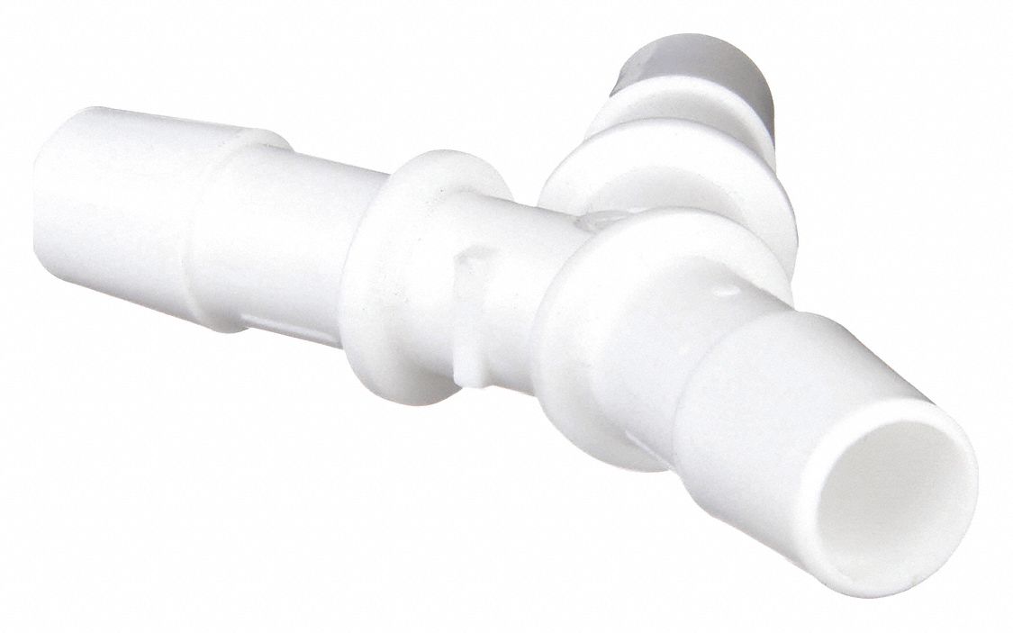 Barbed Wye: 1/2 in ID x 1/2 in ID x 1/2 in ID size, Barbed x Barbed x Barbed, Polypropylene, 10 PK