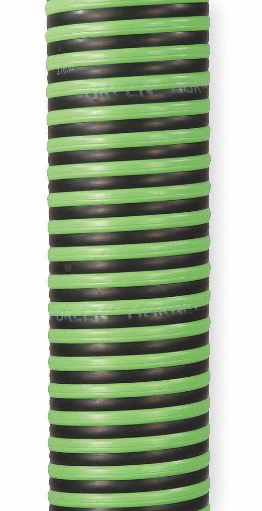 Water Suction and Discharge Hose: 1 1/4 in Hose Inside Dia., 50 psi, Black/Green, 100 ft Hose Lg
