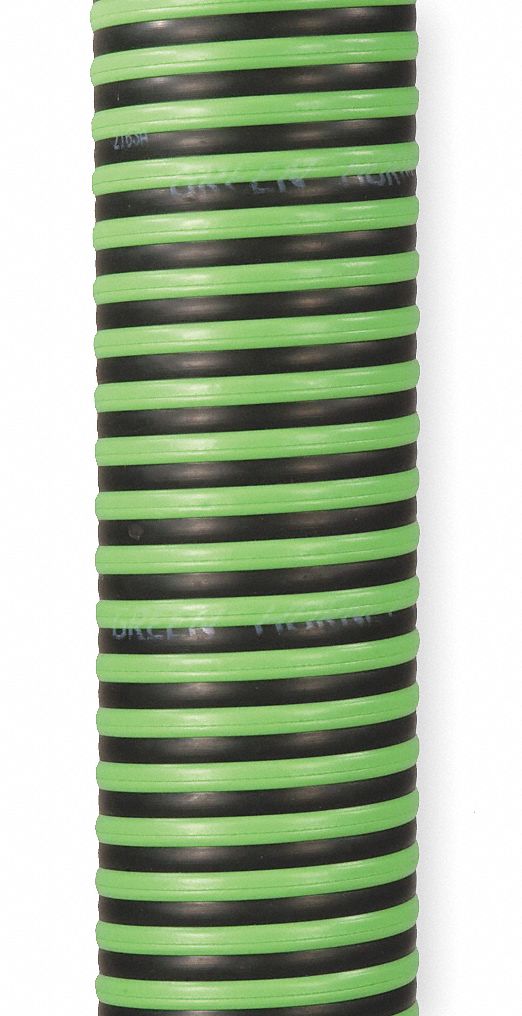Water Suction and Discharge Hose: 1 1/2 in Hose Inside Dia., 50 psi, Black/Green, 100 ft Hose Lg