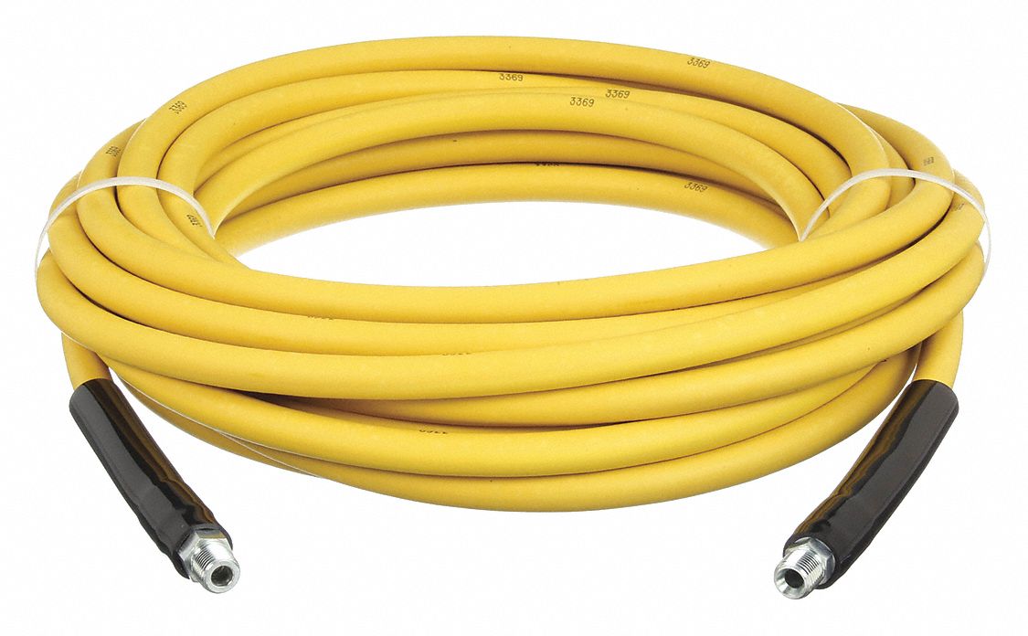 WASHDOWN HOSE: ⅜ IN HOSE INSIDE DIA., 3,000 PSI, -20 °  TO 250 ° F, YELLOW, 50 FT HOSE LG