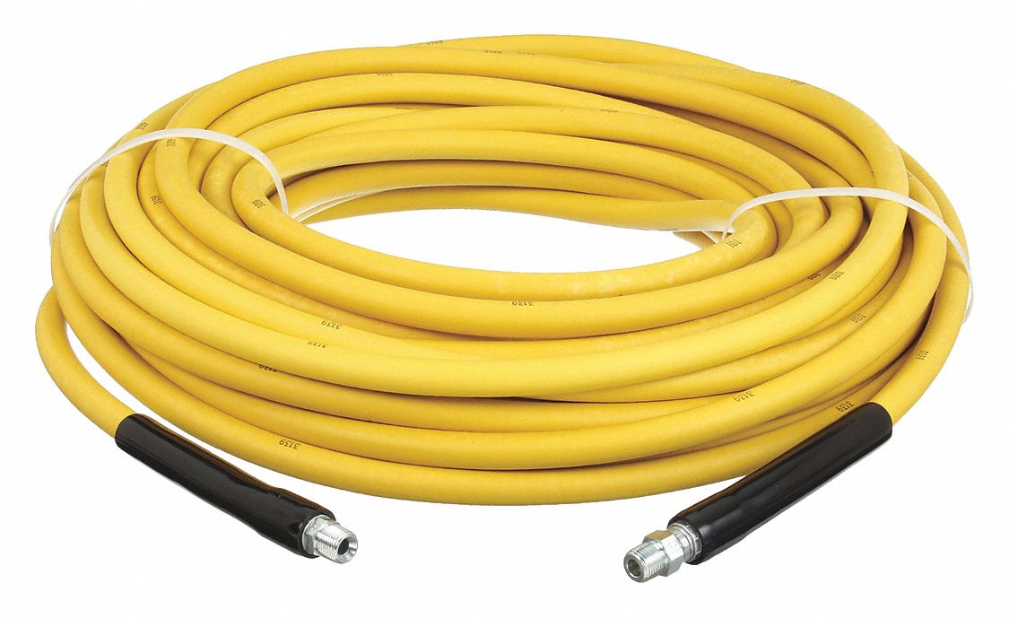 WASHDOWN HOSE: ⅜ IN HOSE INSIDE DIA., 3,000 PSI, -20 °  TO 250 ° F, YELLOW, 100 FT HOSE LG