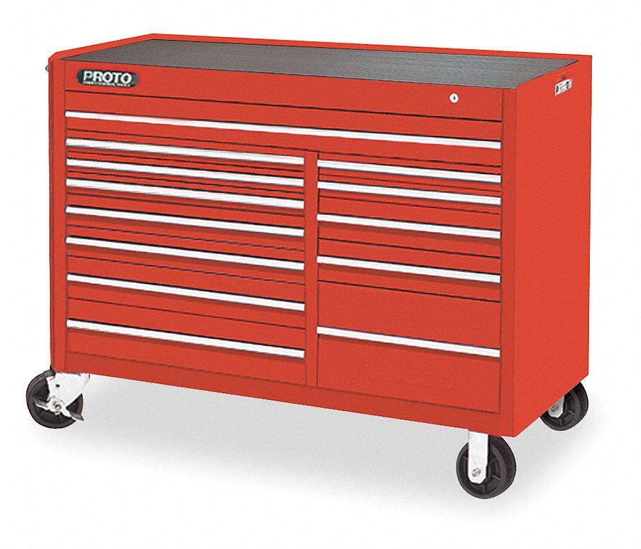 PROTO Gabinete Rodante, Rojo, Ancho 57", Profundidad 25", Altura 43