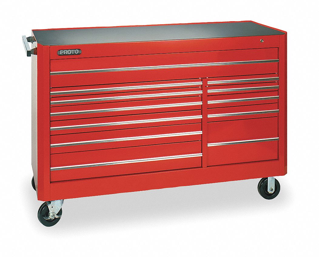 PROTO Gabinete Rodante, Rojo, Ancho 66", Profundidad 27", Altura 46