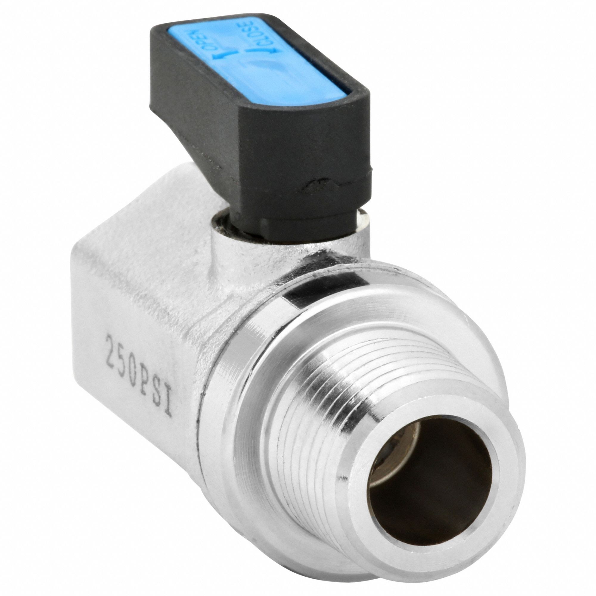 Manual Two-Way Ball Valve: 3/8 in, Nickel-Plated Brass, Straight, MNPT x FNPT, Wedge