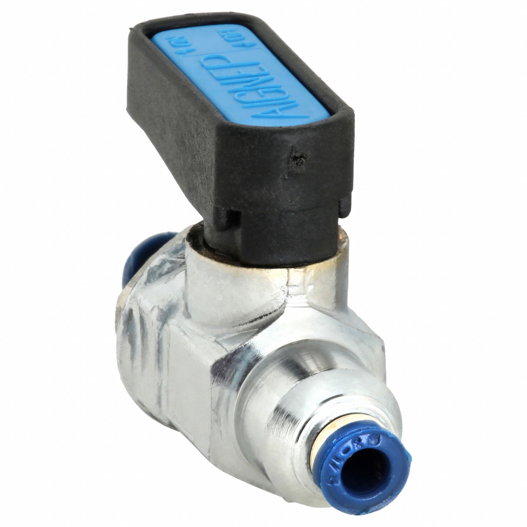 Manual Two-Way Ball Valve: 1/8 in, Nickel-Plated Brass, Straight, Push x Push, One-Piece