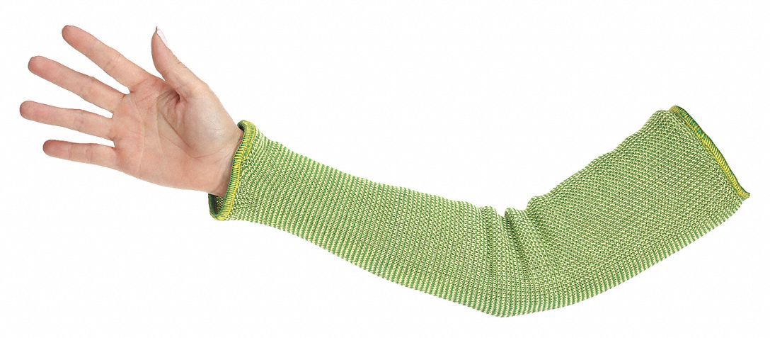 CUT-RESISTANT SLEEVE, ANSI/ISEA CUT LEVEL 4, GREEN/YELLOW, SLEEVE