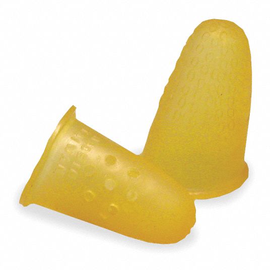 Finger Tips, Size 111/2, Medium, Rubber, Amber, PK 12 Grainger