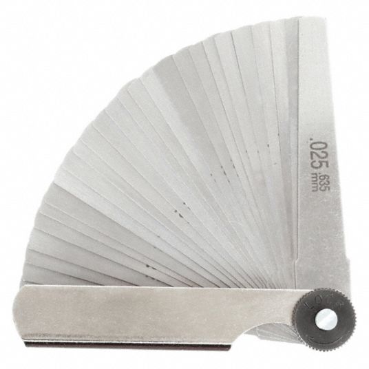MITUTOYO, Inch, 26 Feeler Blades, Tapered Feeler Gauge Set 1ZRU9950