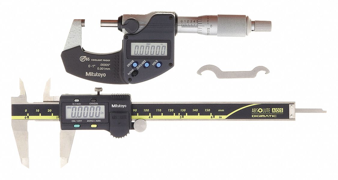 PRECISION MEASUR TOOL KIT,CALLIPER 0-6/0-150/0.001"-0.1 MM RES,MICROMETER 0.00005"/0.001 MM RES