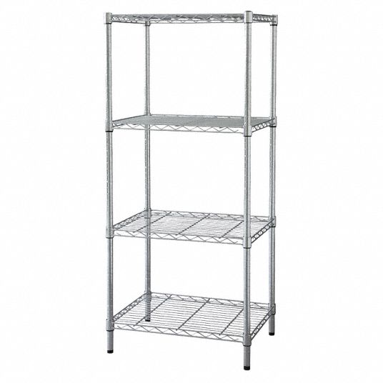 APPROVED VENDOR Wire Shelving Unit: Starter, 48 in x 24 in, 74 in Overall  Ht, 4 Shelves, Dry