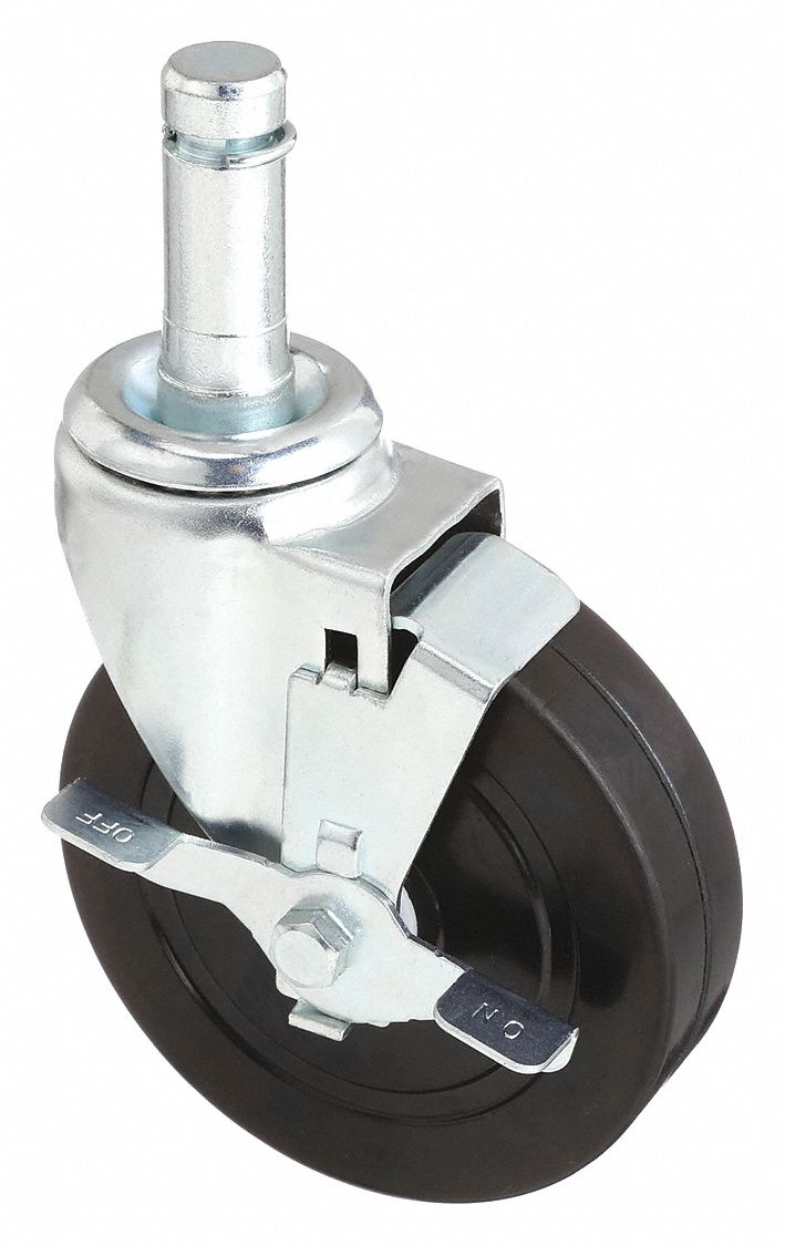 GENERAL PURPOSE FRICTION-RING STEM CASTER, 5 IN WHEEL DIA, 280 LB, 6 IN MOUNTING H