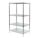 WIRE SHELVING UNIT, STARTER, 48 IN X 24 IN, 63 IN OVERALL H, 4 SHELVES, DRY, SILVER