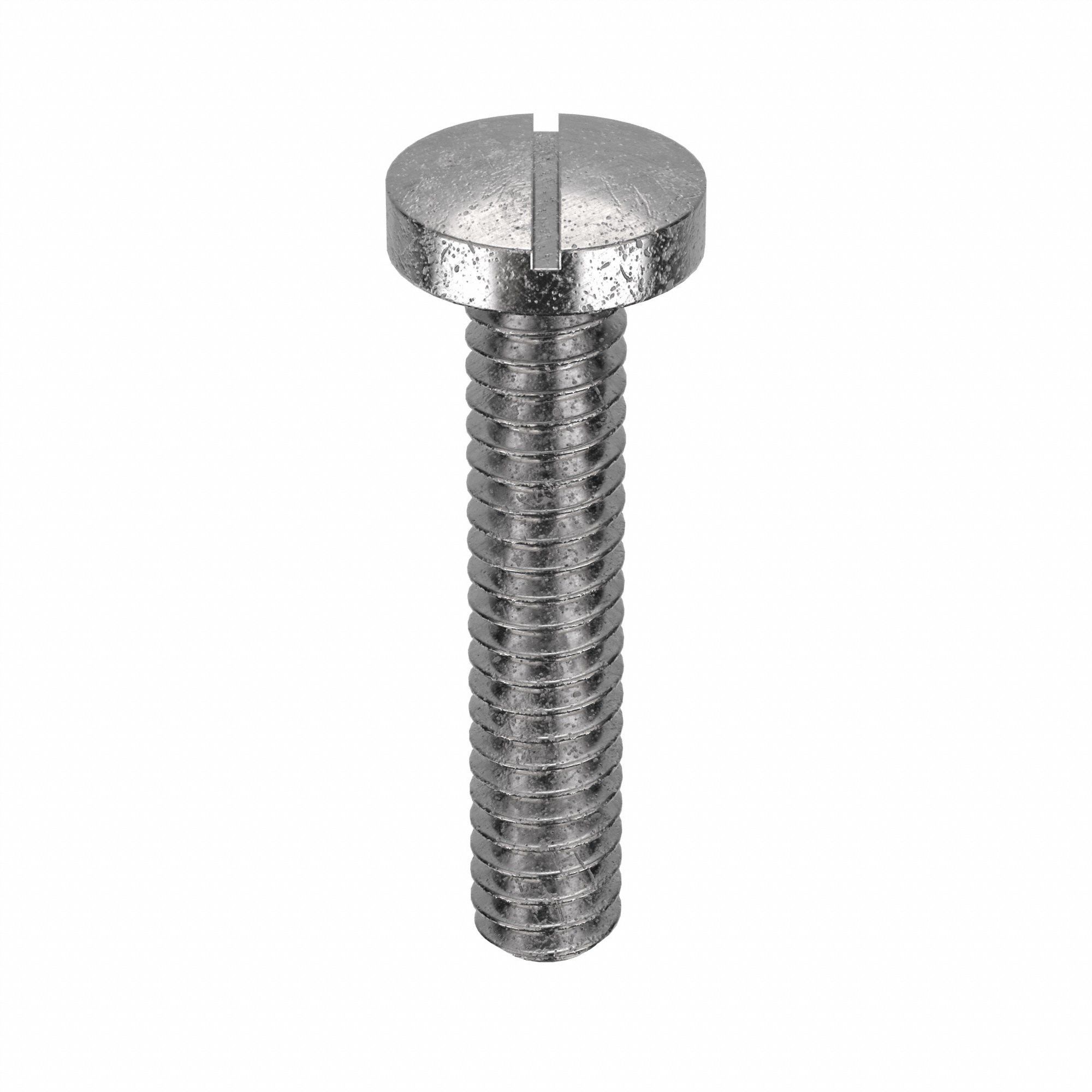 Machine Screw: M6x1.00 Thread Size, 25 mm Lg, 316, Stainless Steel, Passivated, Pan, Slotted, 10 PK