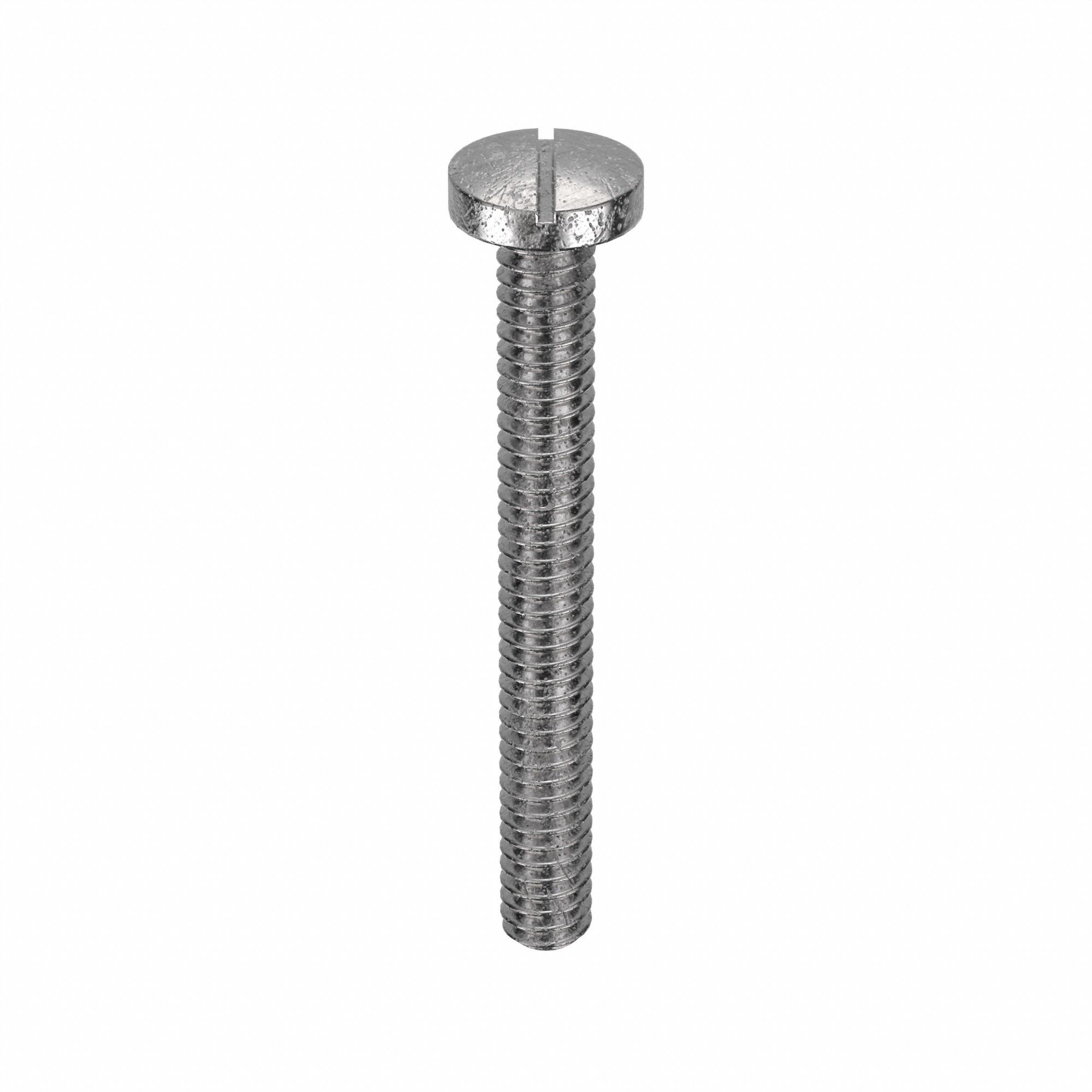 Machine Screw: #2-56 Thread Size, 3/4 in Lg, 18-8, Stainless Steel, Plain, Pan, Slotted, 100 PK