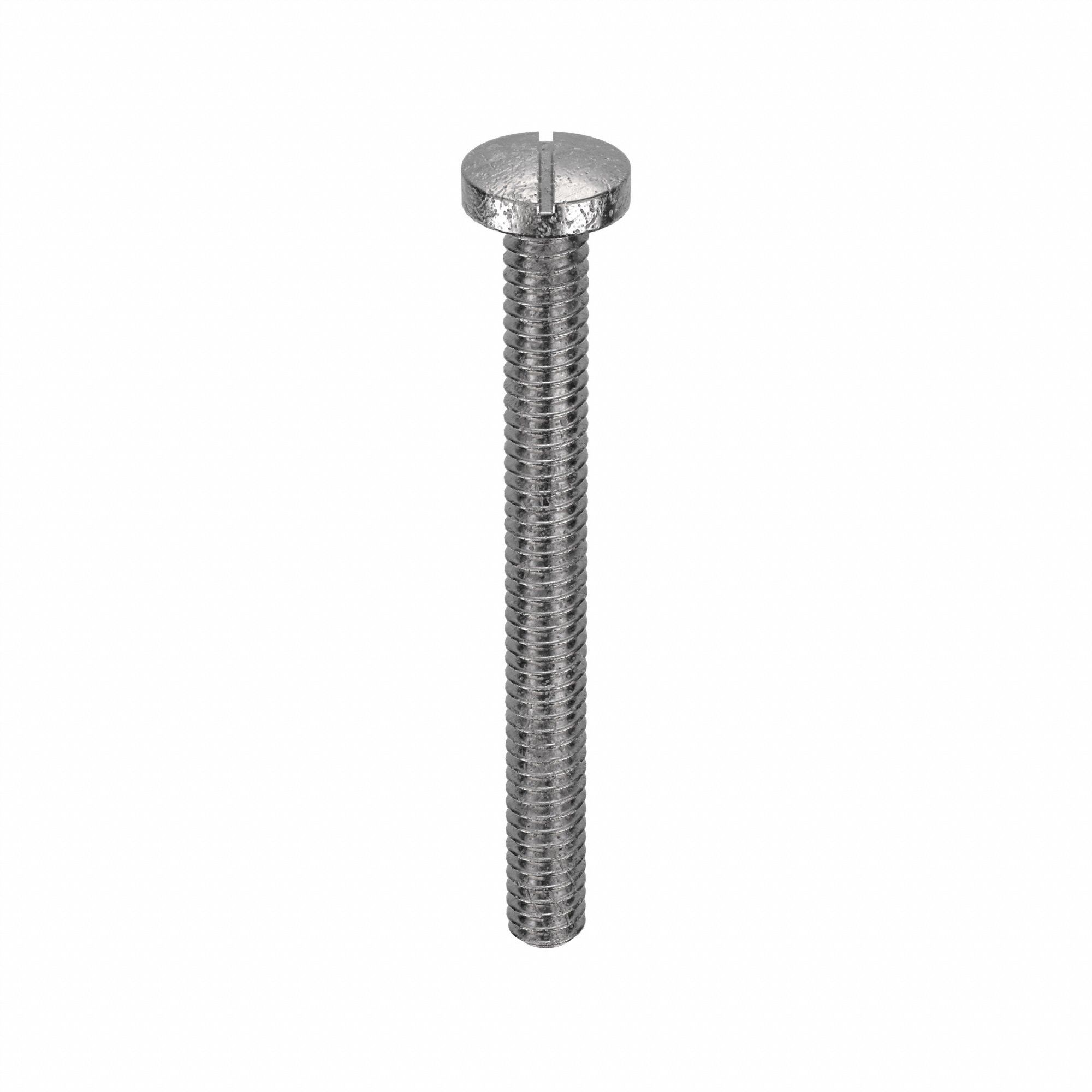 Machine Screw: #2-56 Thread Size, 7/8 in Lg, 18-8, Stainless Steel, Plain, Pan, Slotted, 100 PK