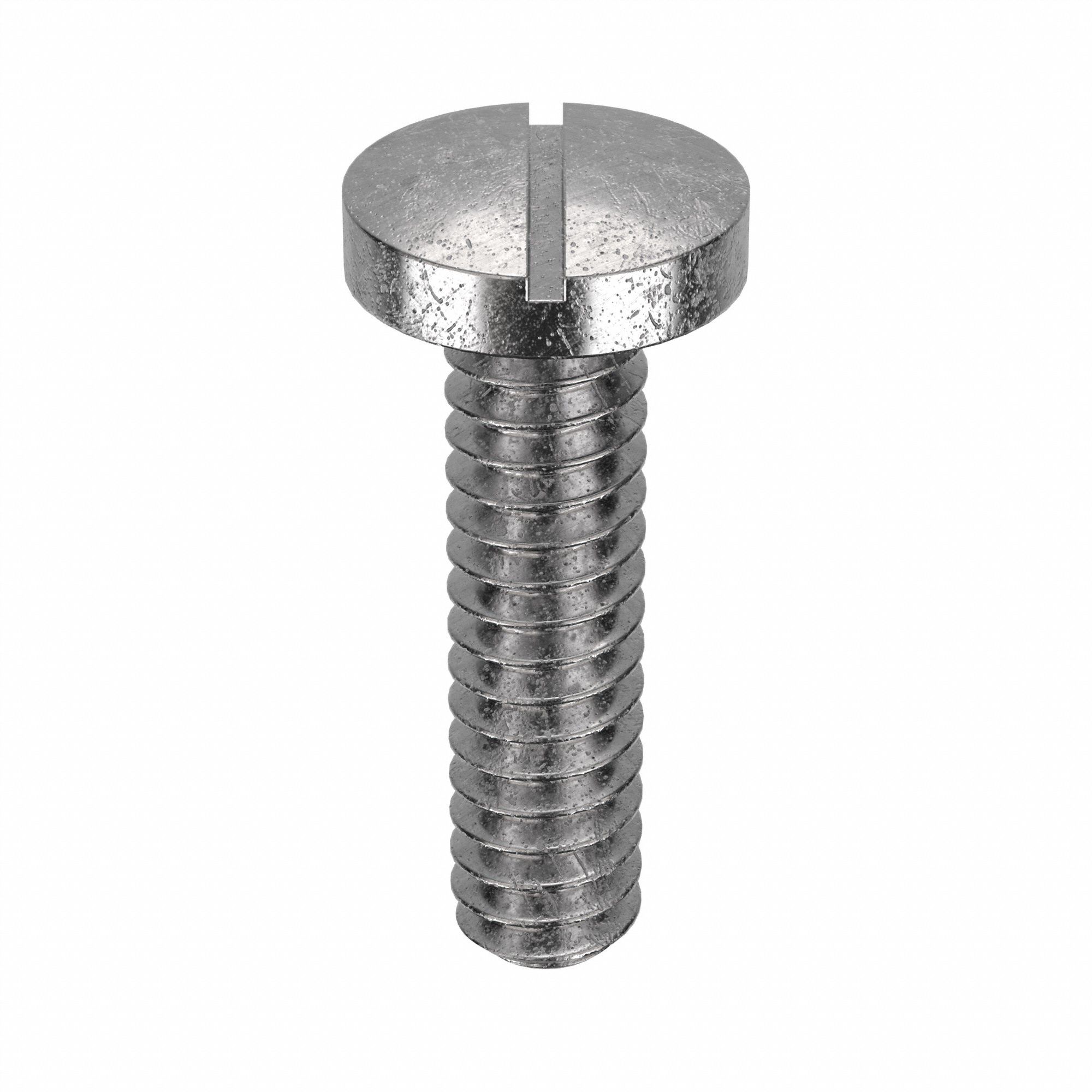 MACHINE SCREW, #4-40 THREAD, 7/16 IN L, 18-8 SS, PLAIN FINISH, PAN, SLOTTED, 100 PK