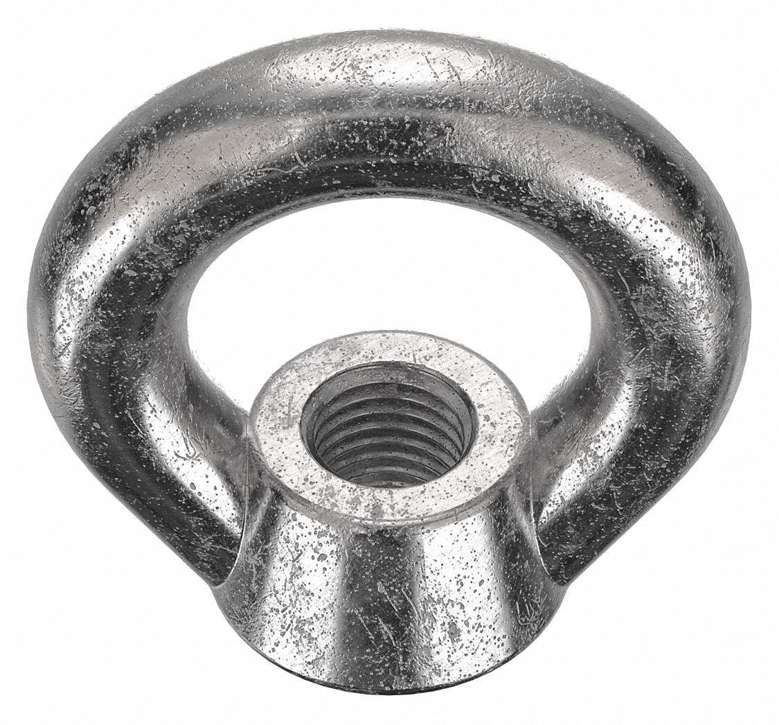 Eye Nut: M16x2.00 Thread, Stainless Steel, Plain, Round, 35 mm Inside Dia, 63 mm Outside Dia