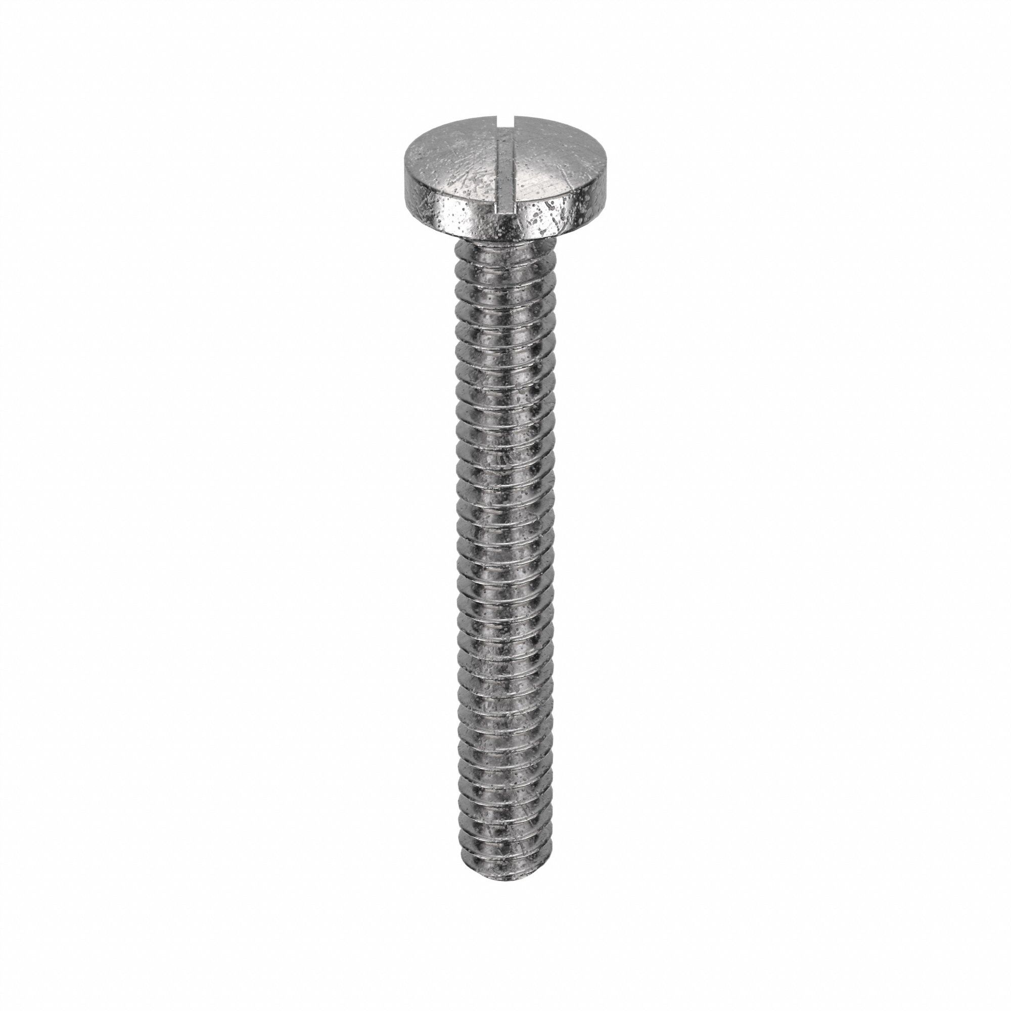 MACHINE SCREW, #4-40 THREAD, ⅞ IN L, 18-8 SS, PLAIN FINISH, PAN, SLOTTED, INCH, 100 PK