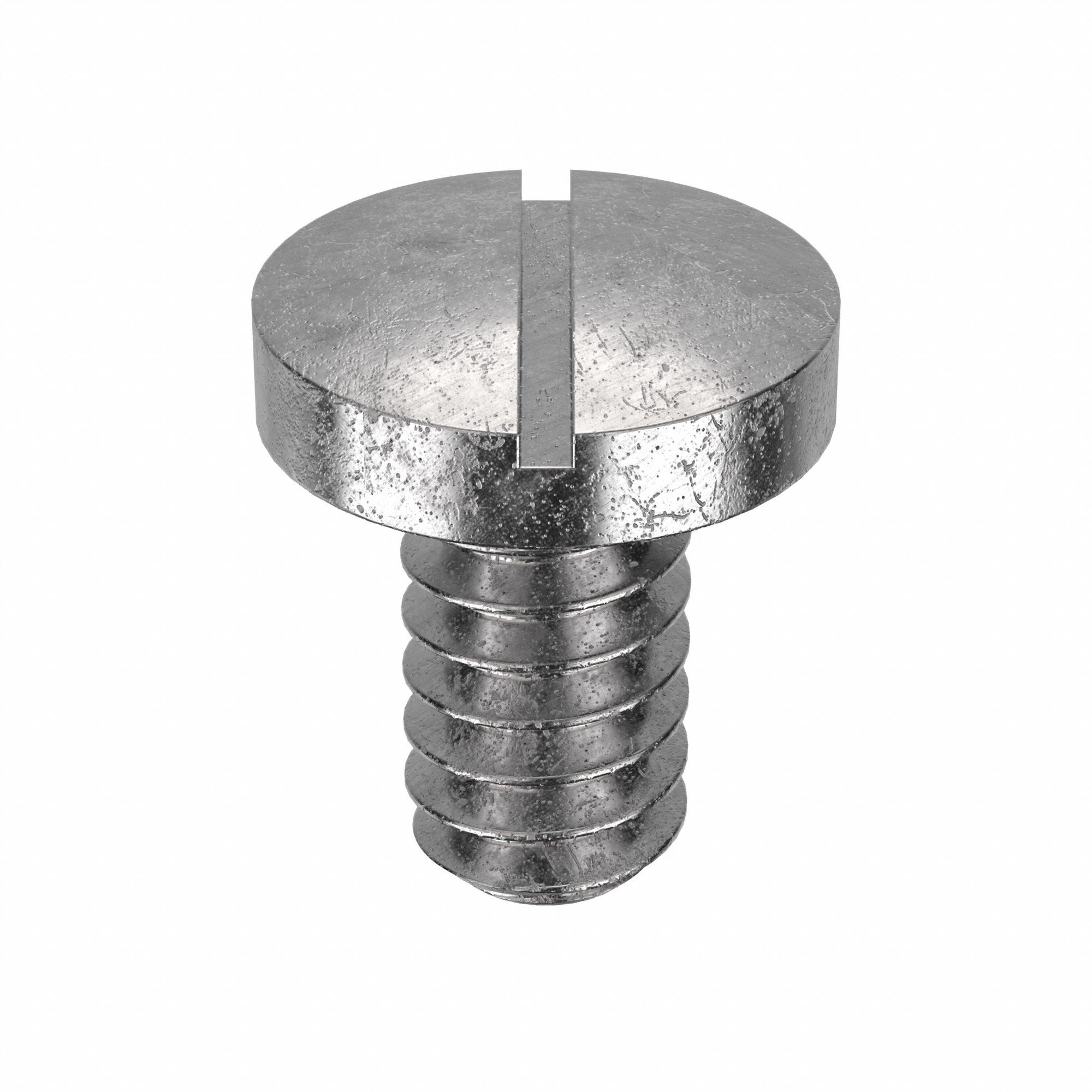 Machine Screw: #6-32 Thread Size, 1/4 in Lg, 18-8, Stainless Steel, Plain, Pan, Slotted, 100 PK