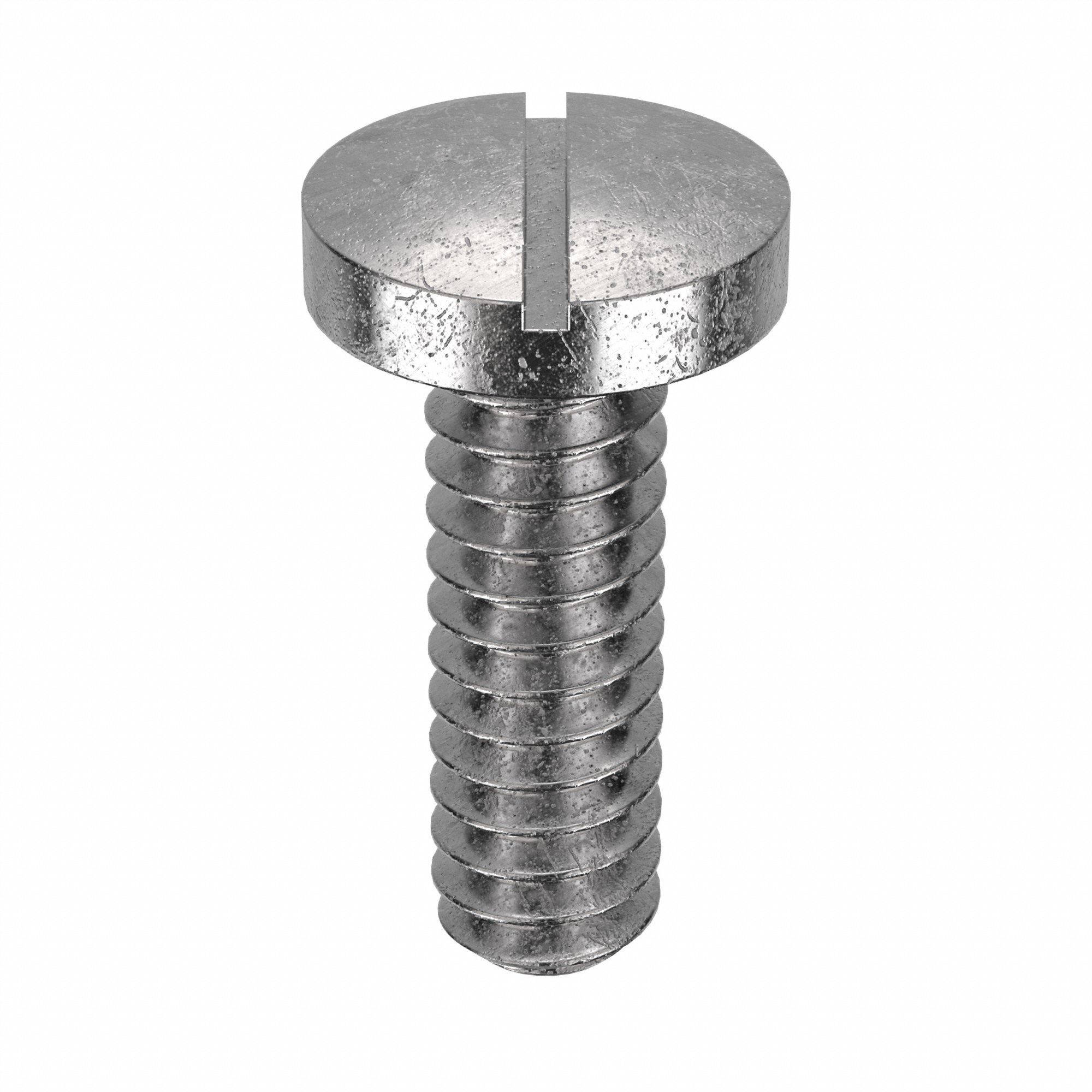 Machine Screw: #6-32 Thread Size, 7/16 in Lg, 18-8, Stainless Steel, Plain, Pan, Slotted, 100 PK