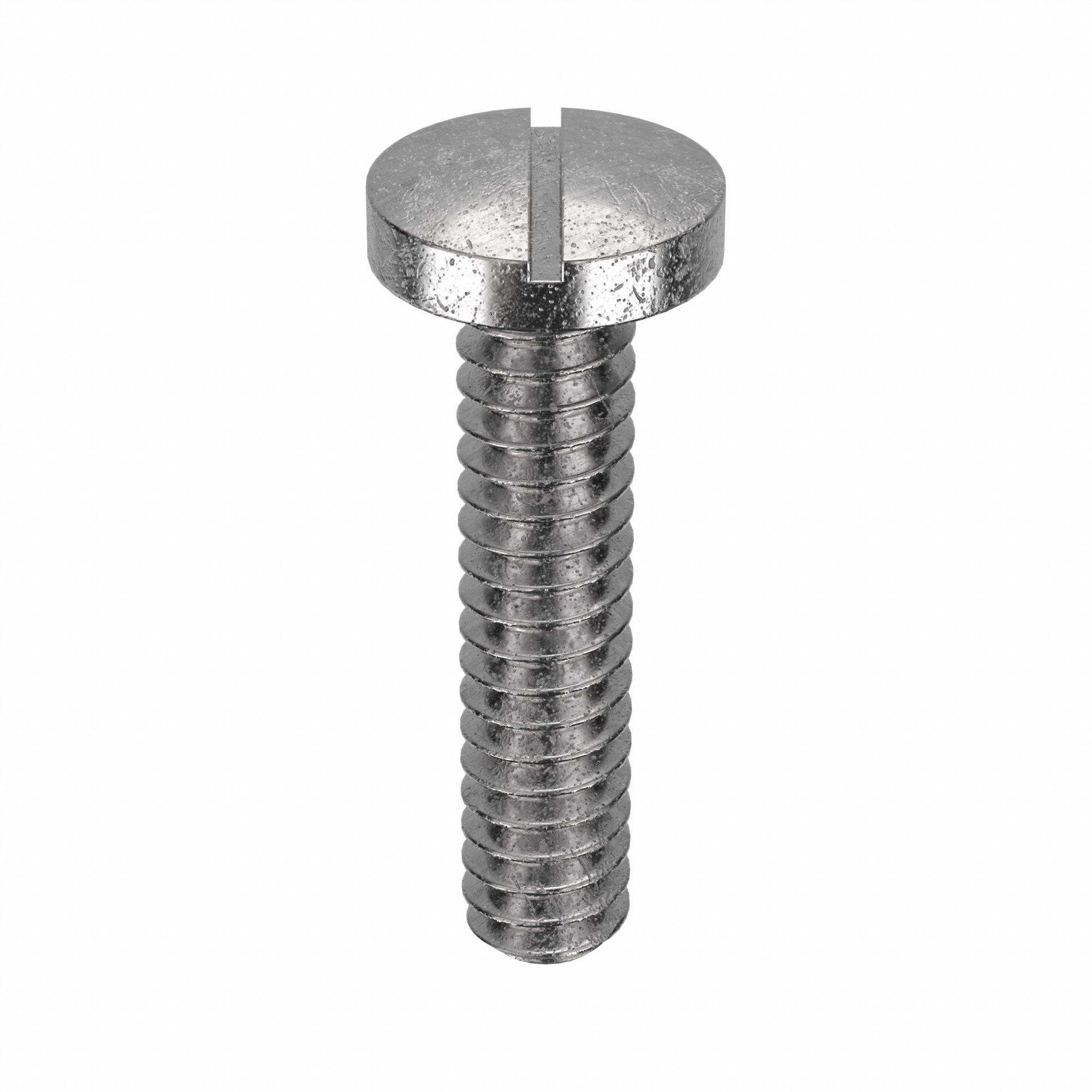 Machine Screw: #6-32 Thread Size, 5/8 in Lg, 18-8, Stainless Steel, Plain, Pan, Slotted, 100 PK