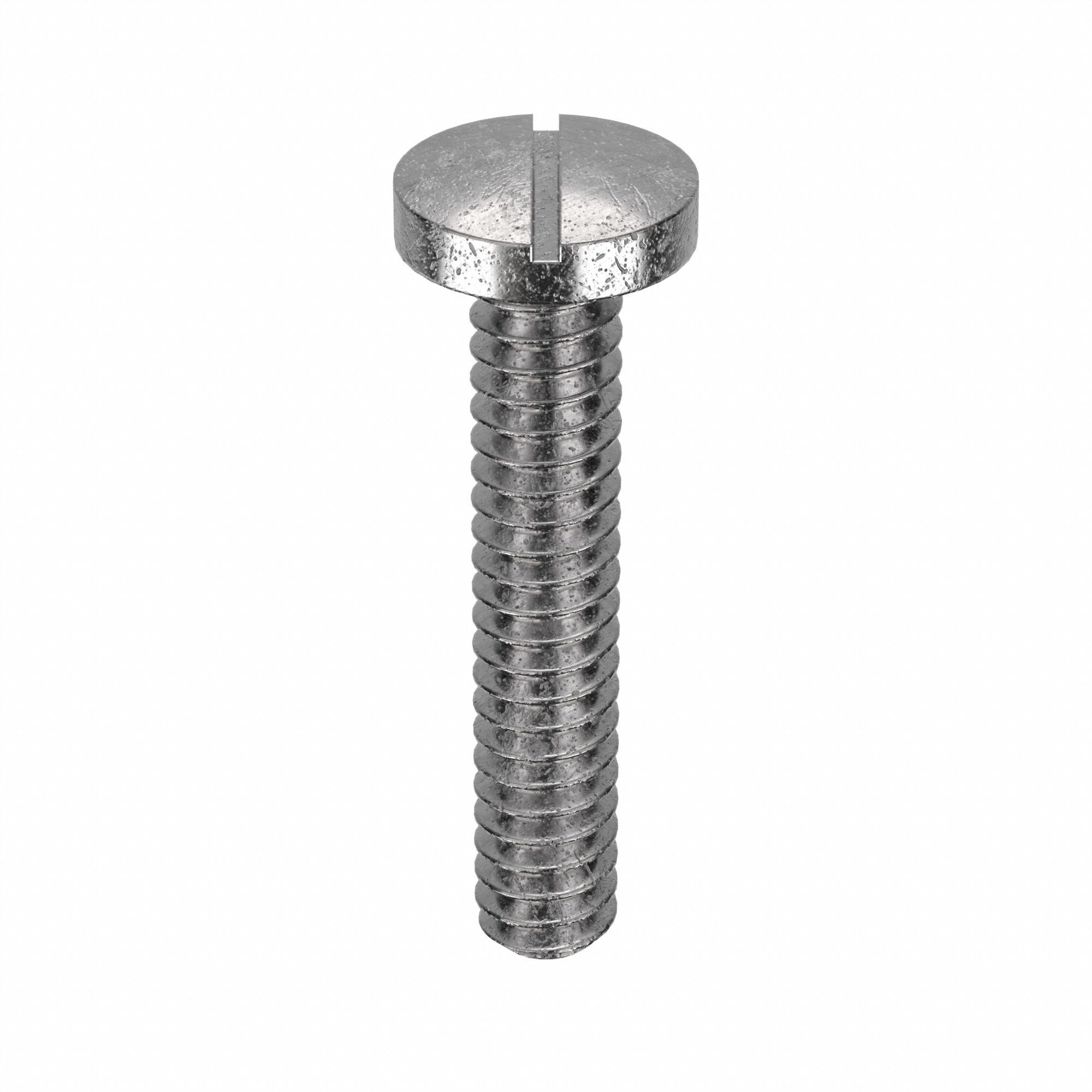 Machine Screw: #6-32 Thread Size, 3/4 in Lg, 18-8, Stainless Steel, Plain, Pan, Slotted, 100 PK