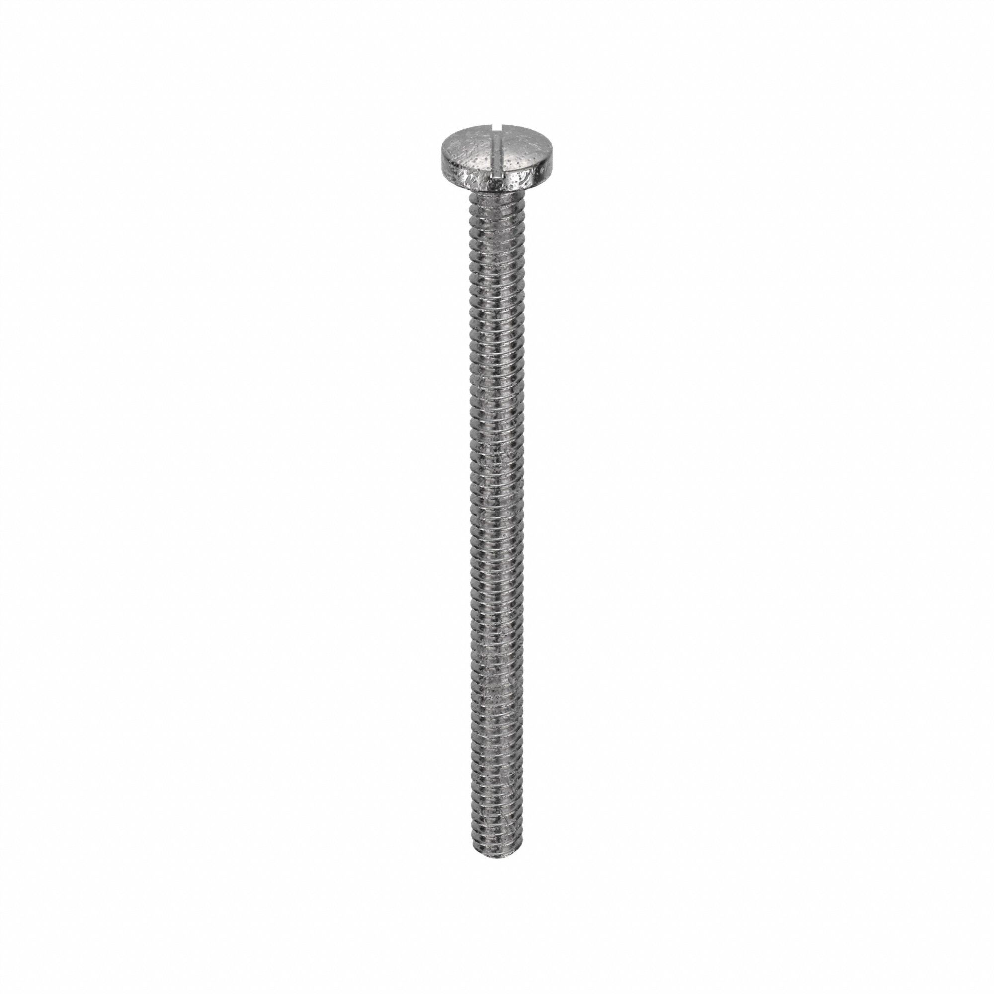 Machine Screw: #6-32 Thread Size, 2 in Lg, 18-8, Stainless Steel, Plain, Pan, Slotted, 100 PK