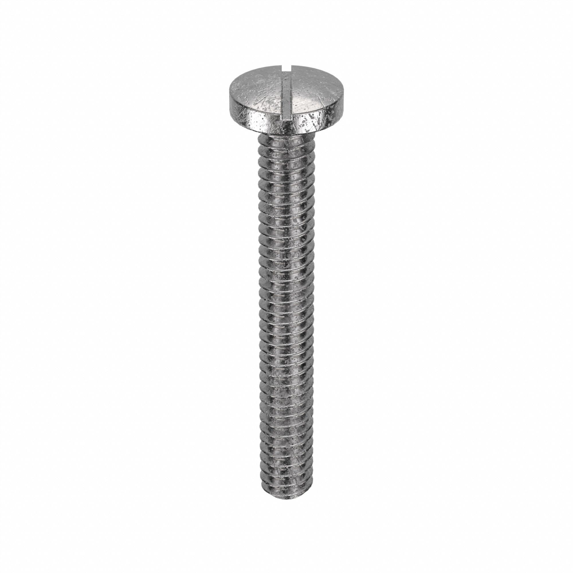 MACHINE SCREW, #10-24 THREAD, 1½ IN L, 18-8 SS, PLAIN FINISH, PAN, SLOTTED, 100 PK