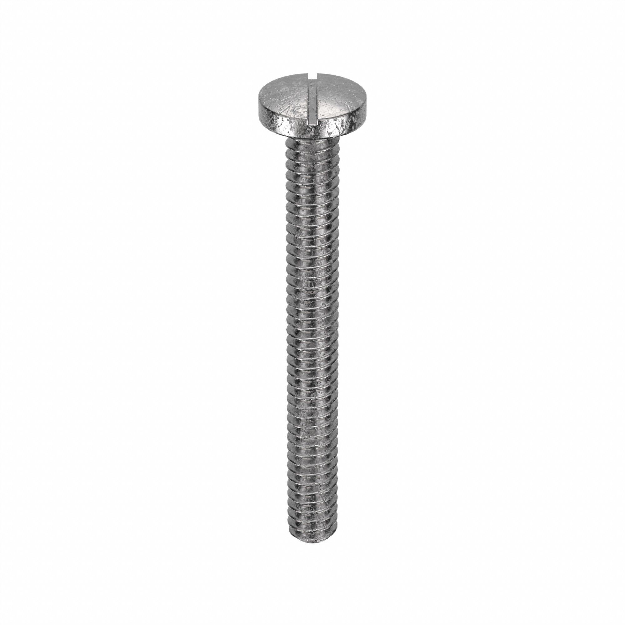 MACHINE SCREW, #10-24 THREAD, 1¾ IN L, 18-8 SS, PLAIN FINISH, PAN, SLOTTED, 100 PK