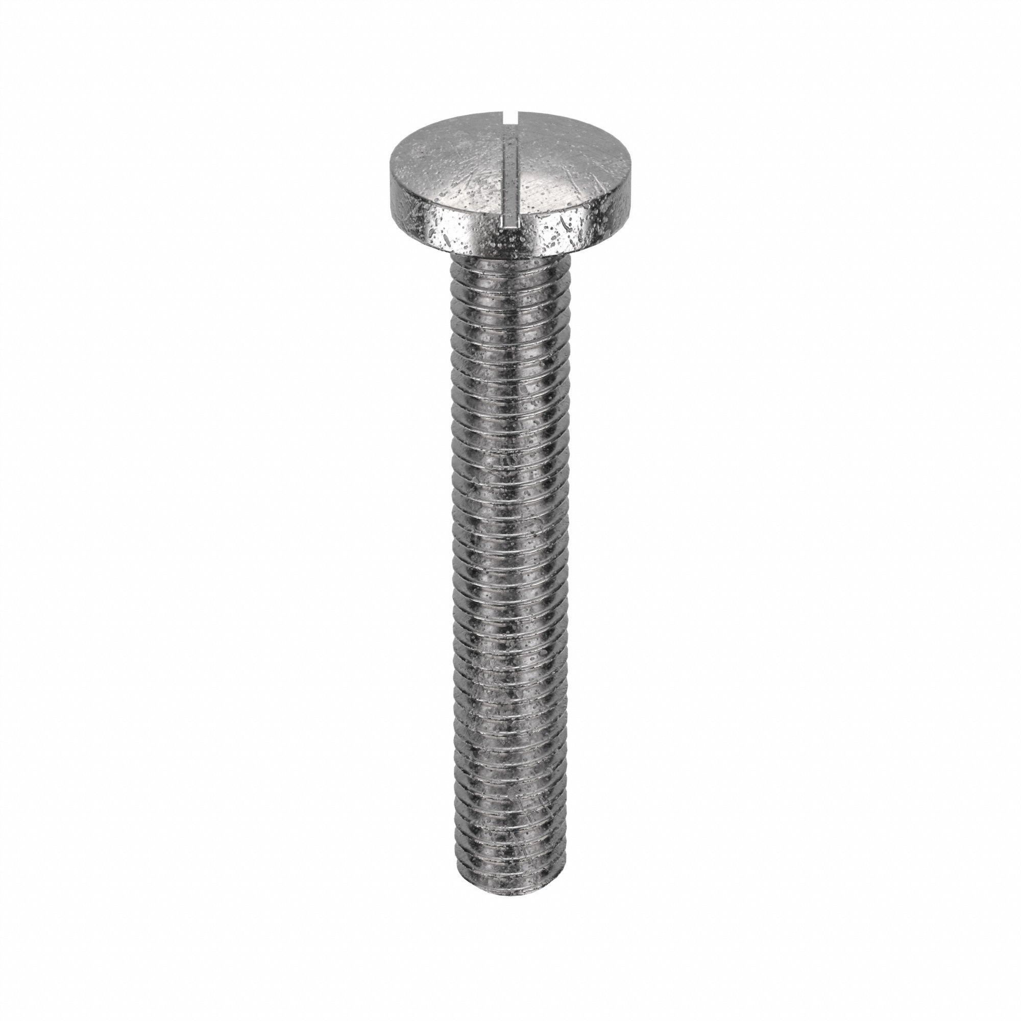 Machine Screw: #10-32 Thread Size, 1 1/4 in Lg, Stainless Steel, Plain, Pan, Slotted, 100 PK