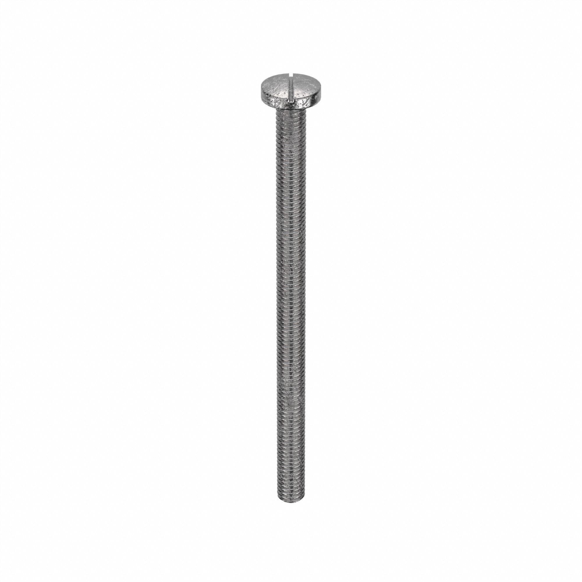 Machine Screw: #10-32 Thread Size, 3 in Lg, Stainless Steel, Plain, Pan, Slotted, 50 PK