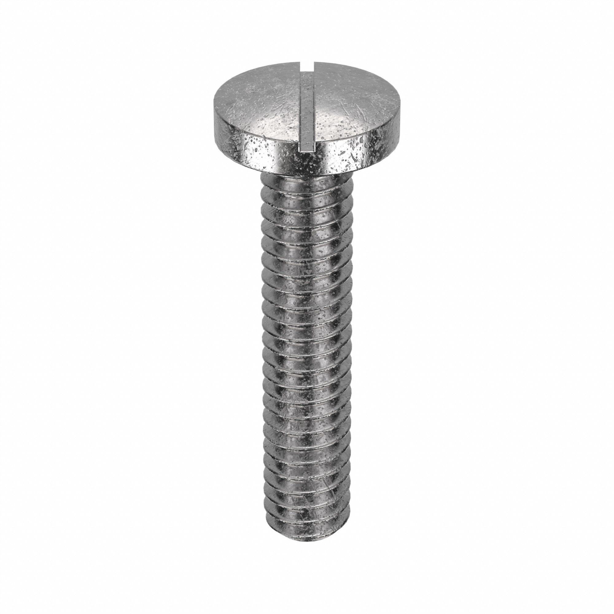 Machine Screw: 1/4"-20 Thread Size, 1 1/4 in Lg, 18-8, Stainless Steel, Plain, Pan, Slotted, 50 PK