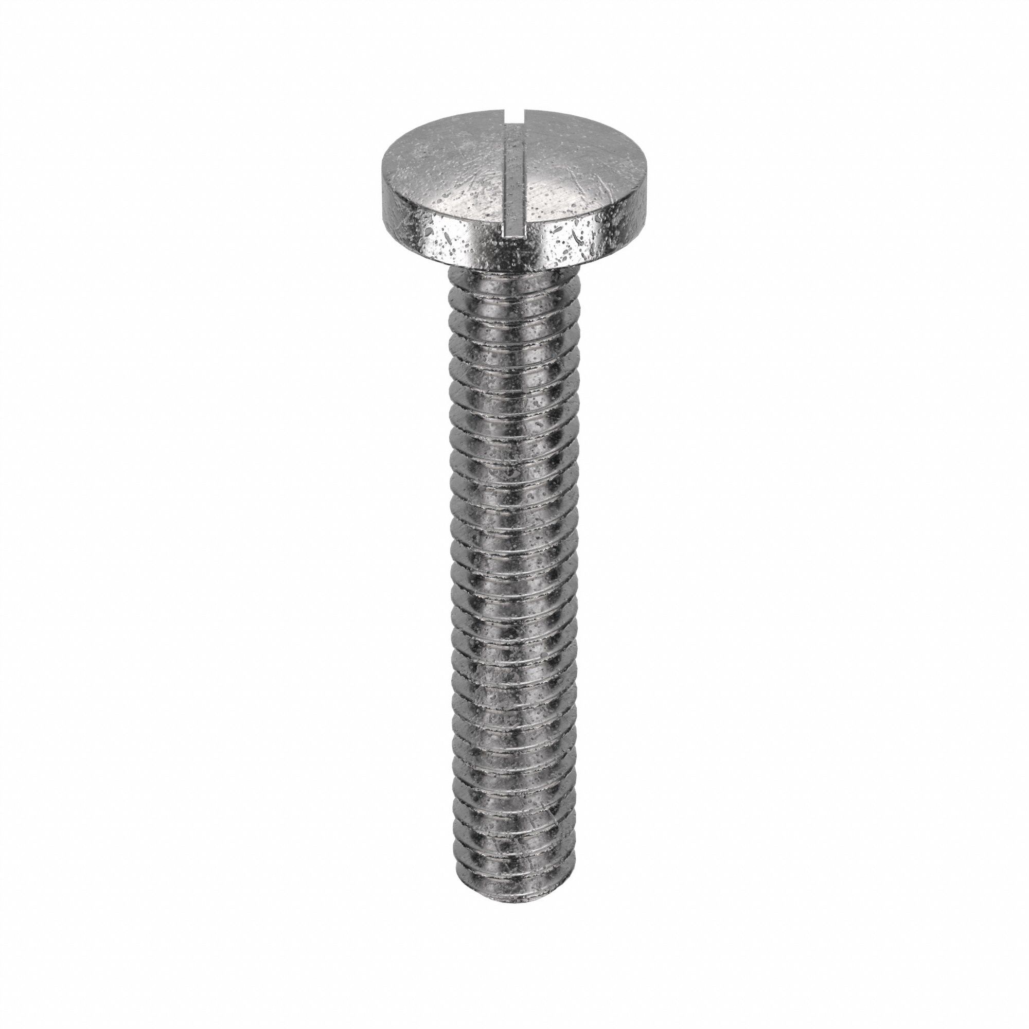 Machine Screw: 1/4"-20 Thread Size, 1 1/2 in Lg, 18-8, Stainless Steel, Plain, Pan, Slotted, 50 PK