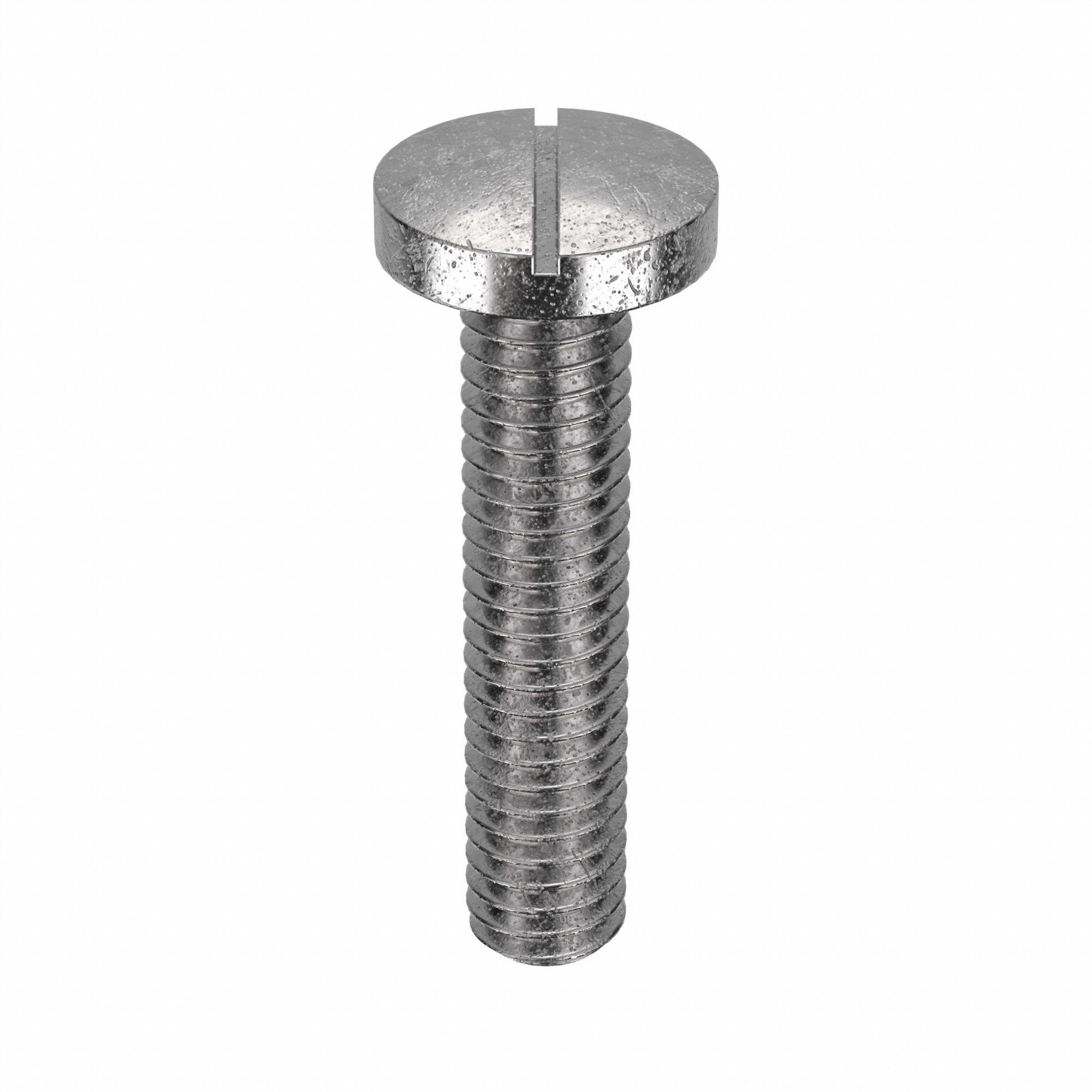 Machine Screw: 5/16"-18 Thread Size, 1 1/2 in Lg, 18-8, Stainless Steel, Plain, Pan, Slotted, 25 PK
