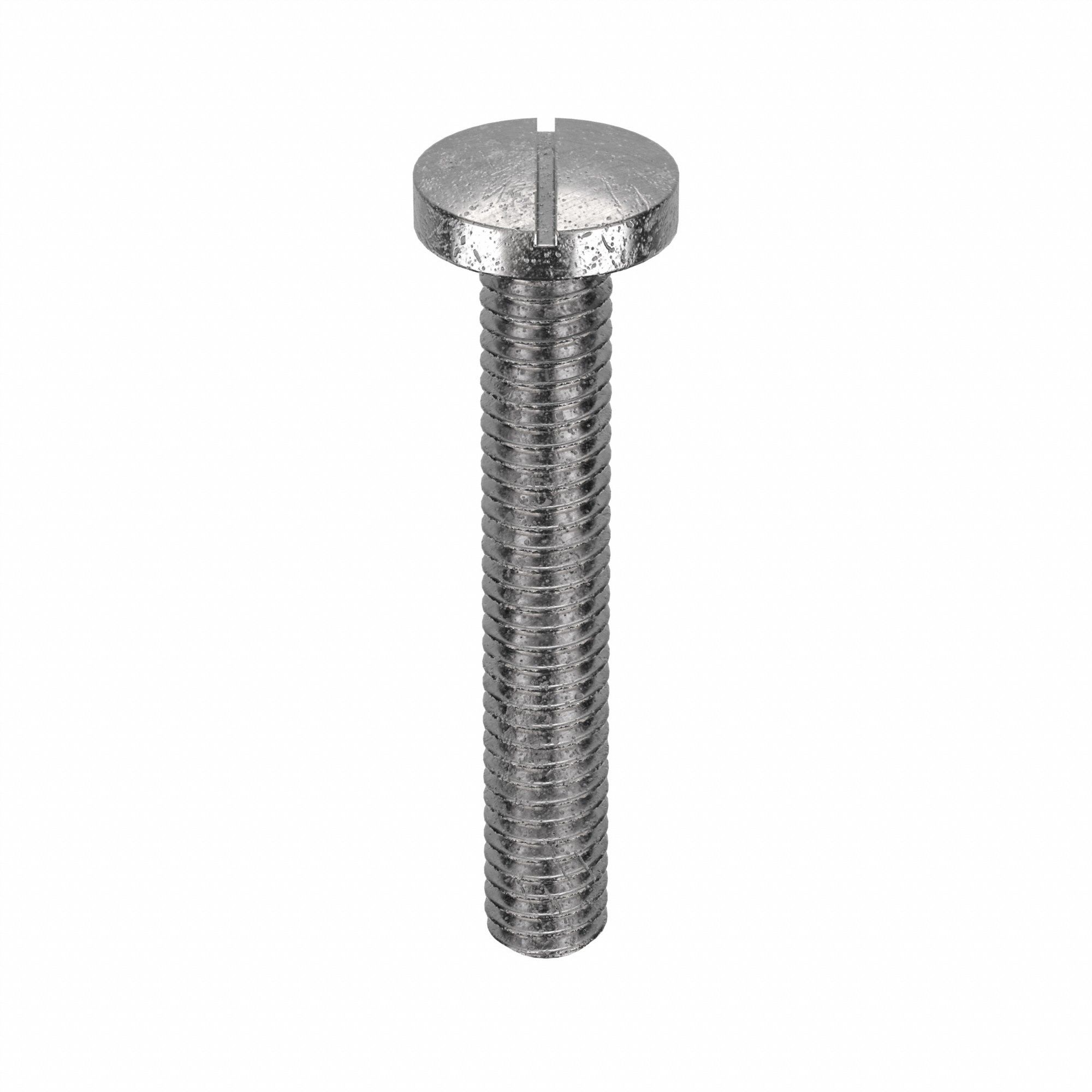 Machine Screw: 5/16"-18 Thread Size, 2 in Lg, 18-8, Stainless Steel, Plain, Pan, Slotted, 10 PK