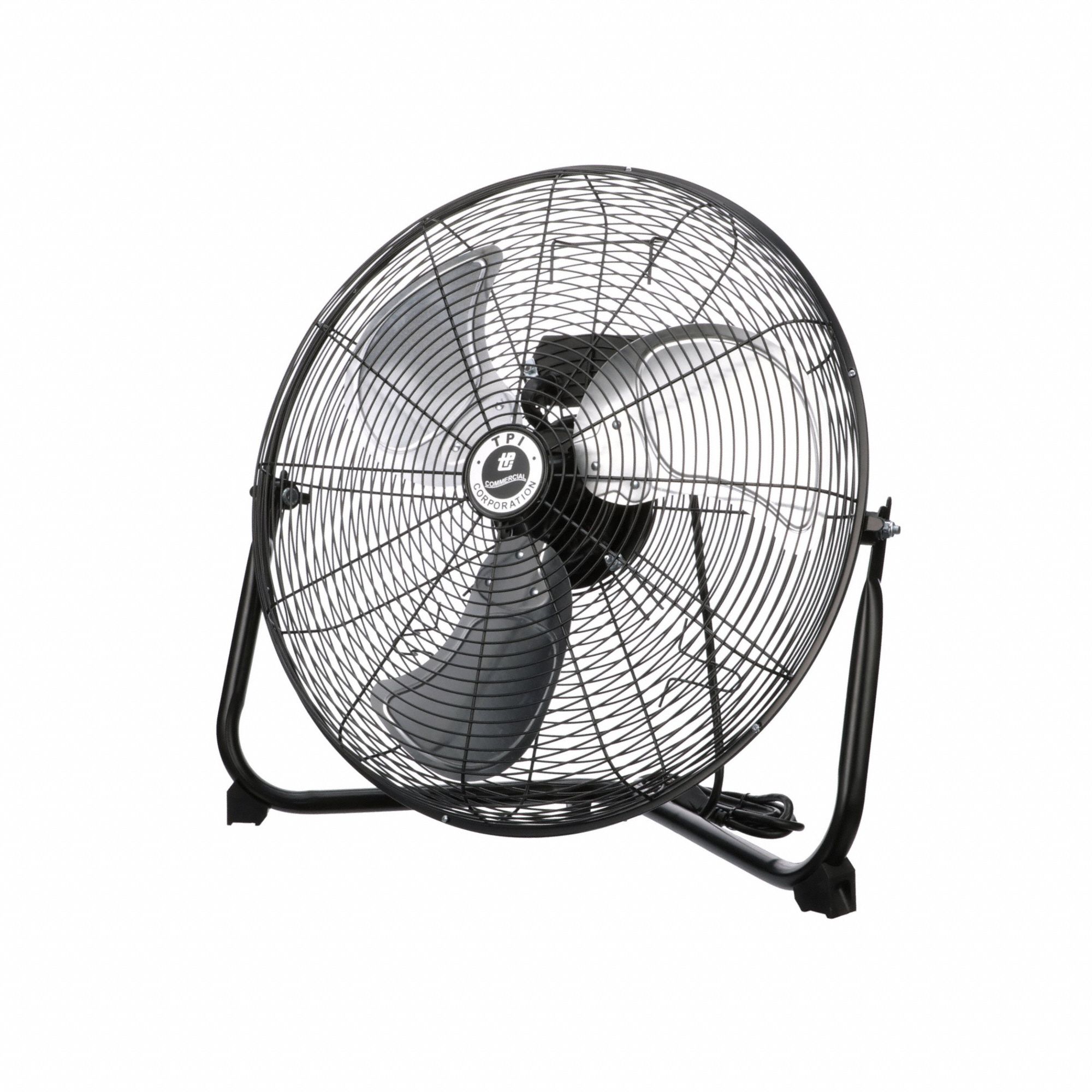 Portable Fan: 20 in Blade Dia, Non-Oscillating, 3 Speeds, 22 1/4 in Ht, 23 in Wd