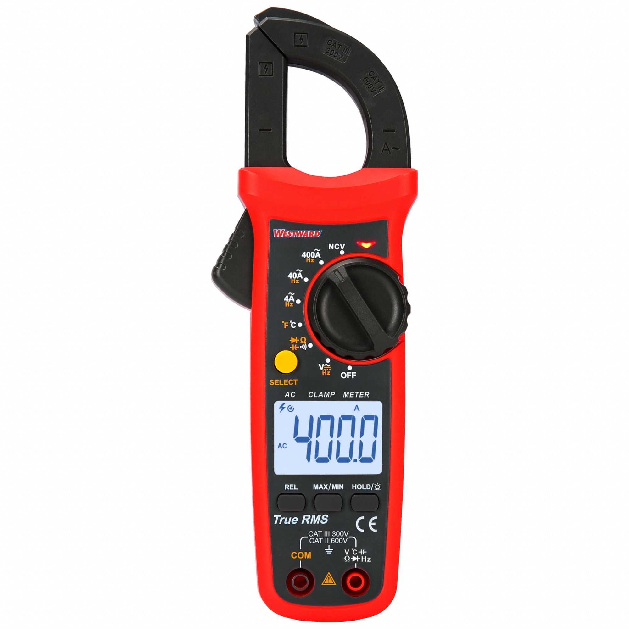 Digital Clamp Meter: Clamp-Jaw Jaw, CAT II 600V/CAT III 300V, TRMS, 400 A Max. AC Current