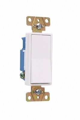 Wall Switch: Rocker Switch, Single Pole, White, 15 A, 120/277V AC, Screw Terminals
