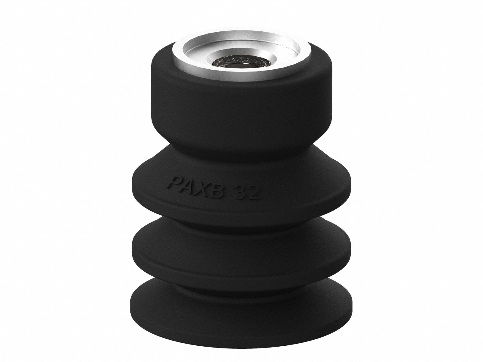 Vacuum Pad Assembly: Multi-Bellows, G3/8 in, 32 mm Pad Dia, Nitrile/PVC, Black, 60A, PAXB