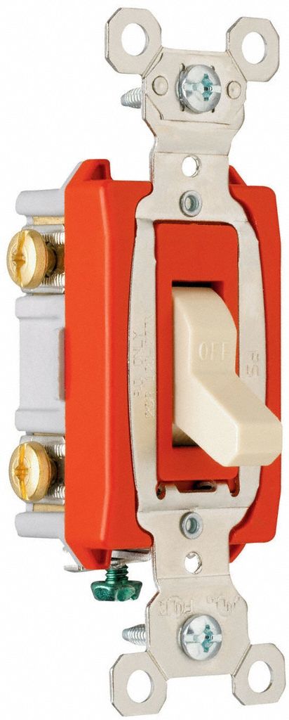 Wall Switch: Toggle Switch, Double Pole, White, 20 A, 120/277V AC, Screw Terminals