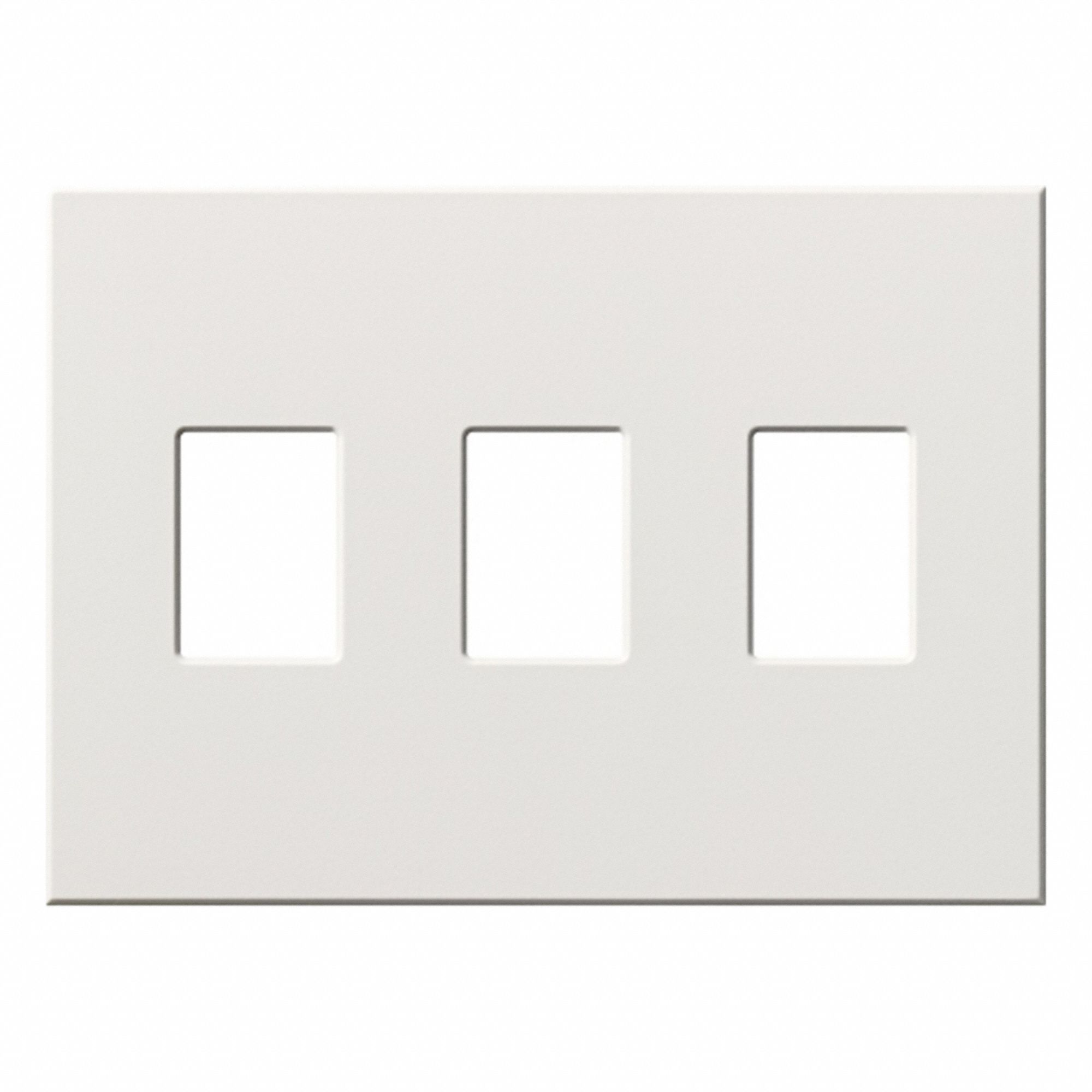Dimmer/Switch Wall Plate: Dimmer Switch, Plastic, White, 0 Outlet Openings, 3 Switch Openings